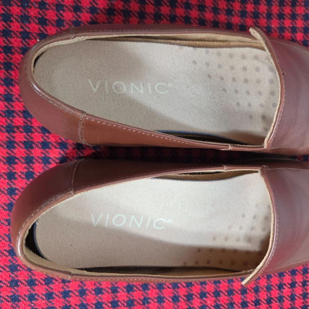 Vionic Kensley Women's Loafers 7.5 BrownLeather Slip On Orthotic Shoes w/inserts